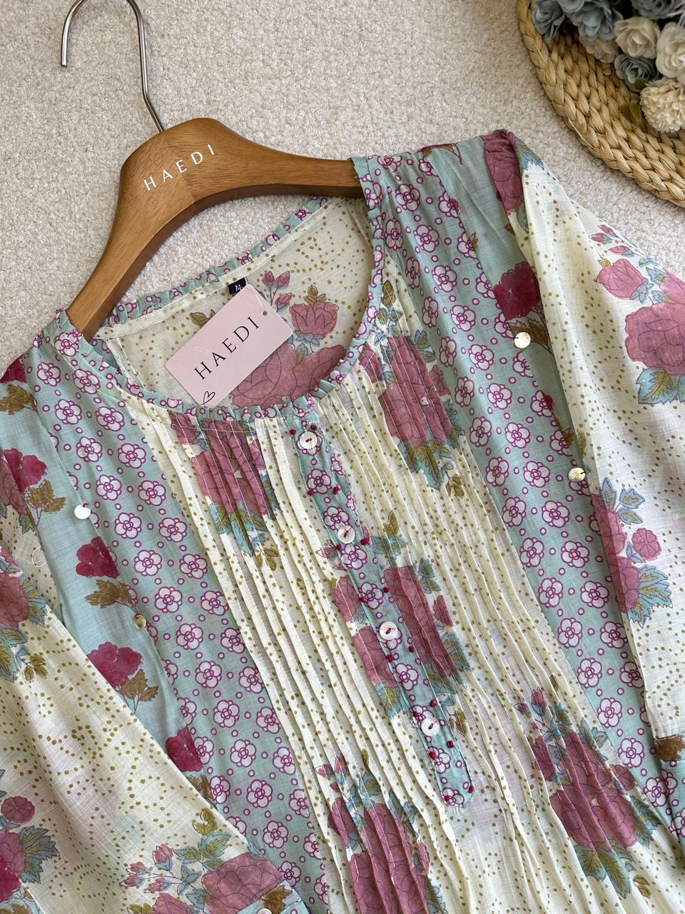 19345 mulchanderi kurta pant set