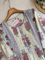 19345 mulchanderi kurta pant set