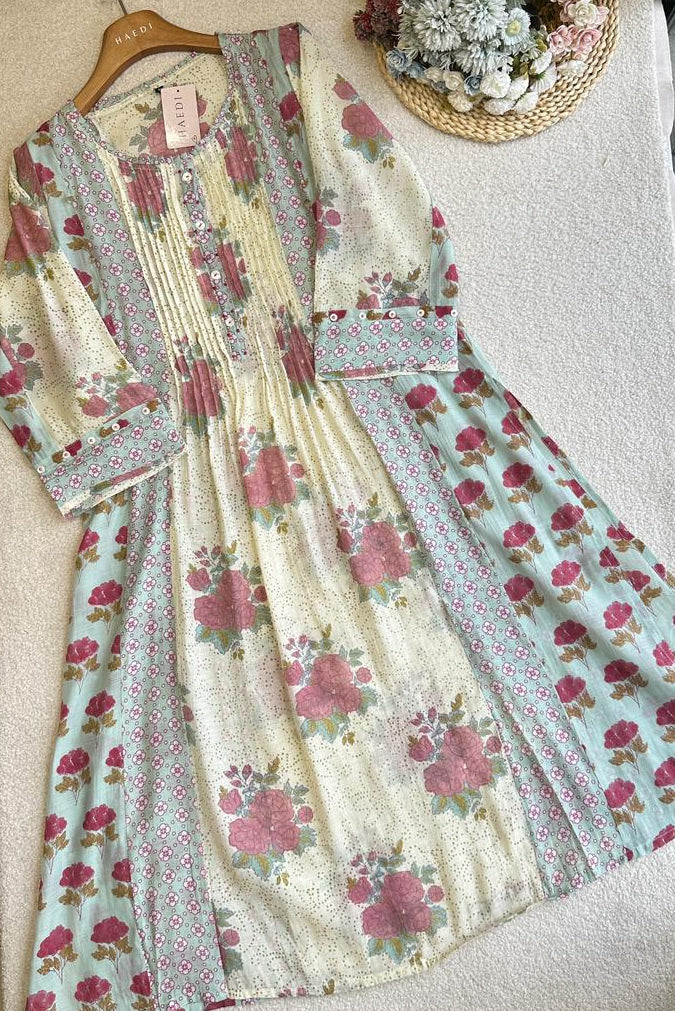19345 mulchanderi kurta pant set