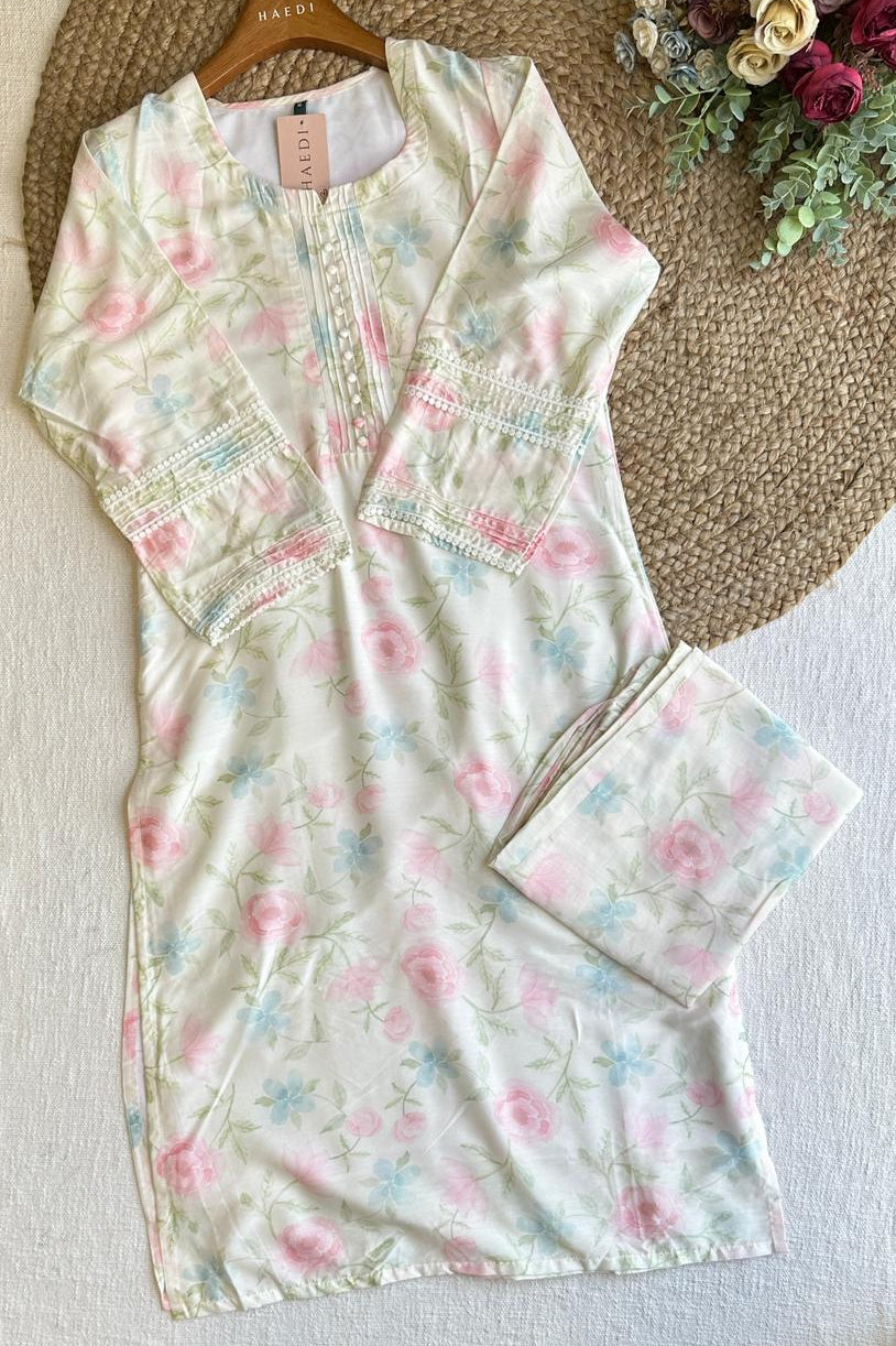 19970 Beautiful floral kurti & pant set