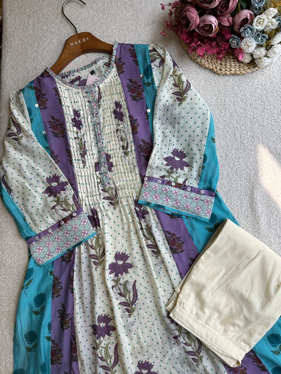19368 Polychanderi kurta pant set