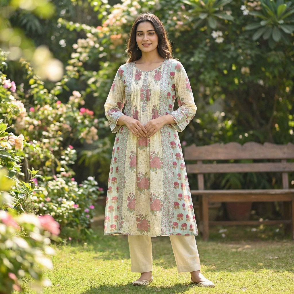 19345 mulchanderi kurta pant set