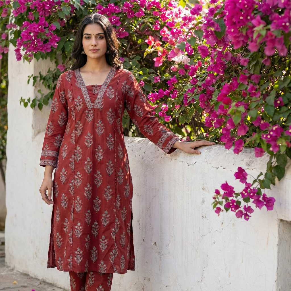19070 Cotton kurti and pant set