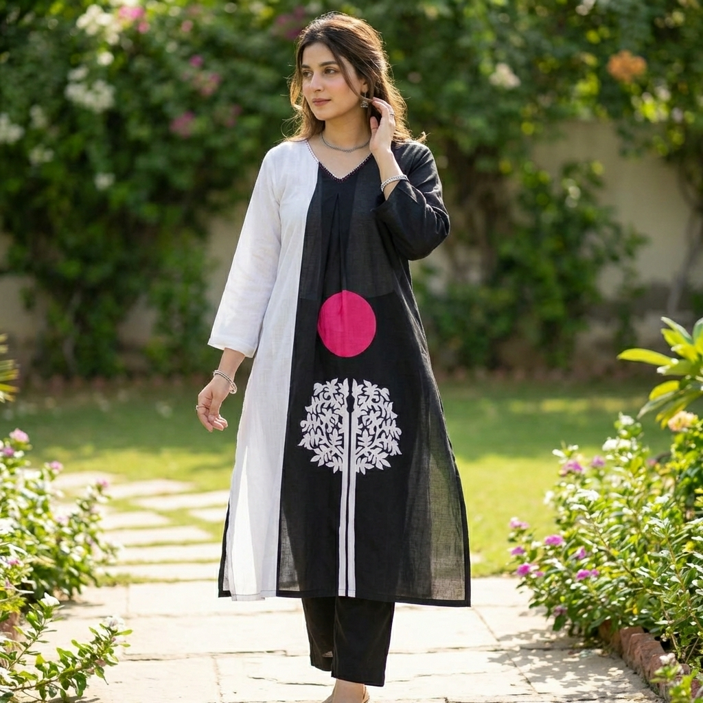 19520 Beautiful cotton kurta pant set